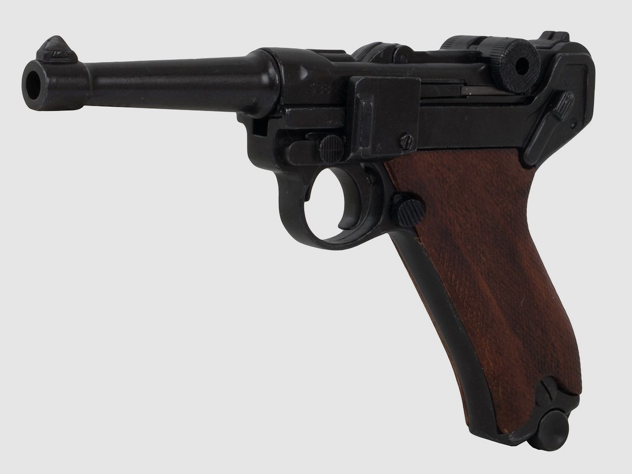 Denix Deko Pistole Denix Parabellum Luger P08 schwarz braune Holzgriffschalen