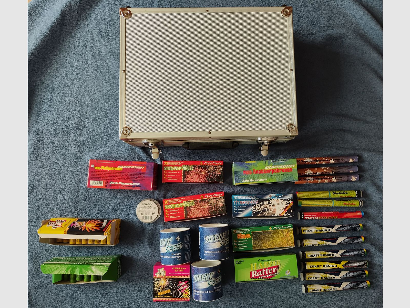 Rocket whistle projectiles Pyro Power ABA Umarex metal case