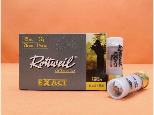Rottweil Patrone 12/76 Rottweil 32g Slug (2317466) VE 5 Patronen (Exact Magnum-Jagd-Slug)