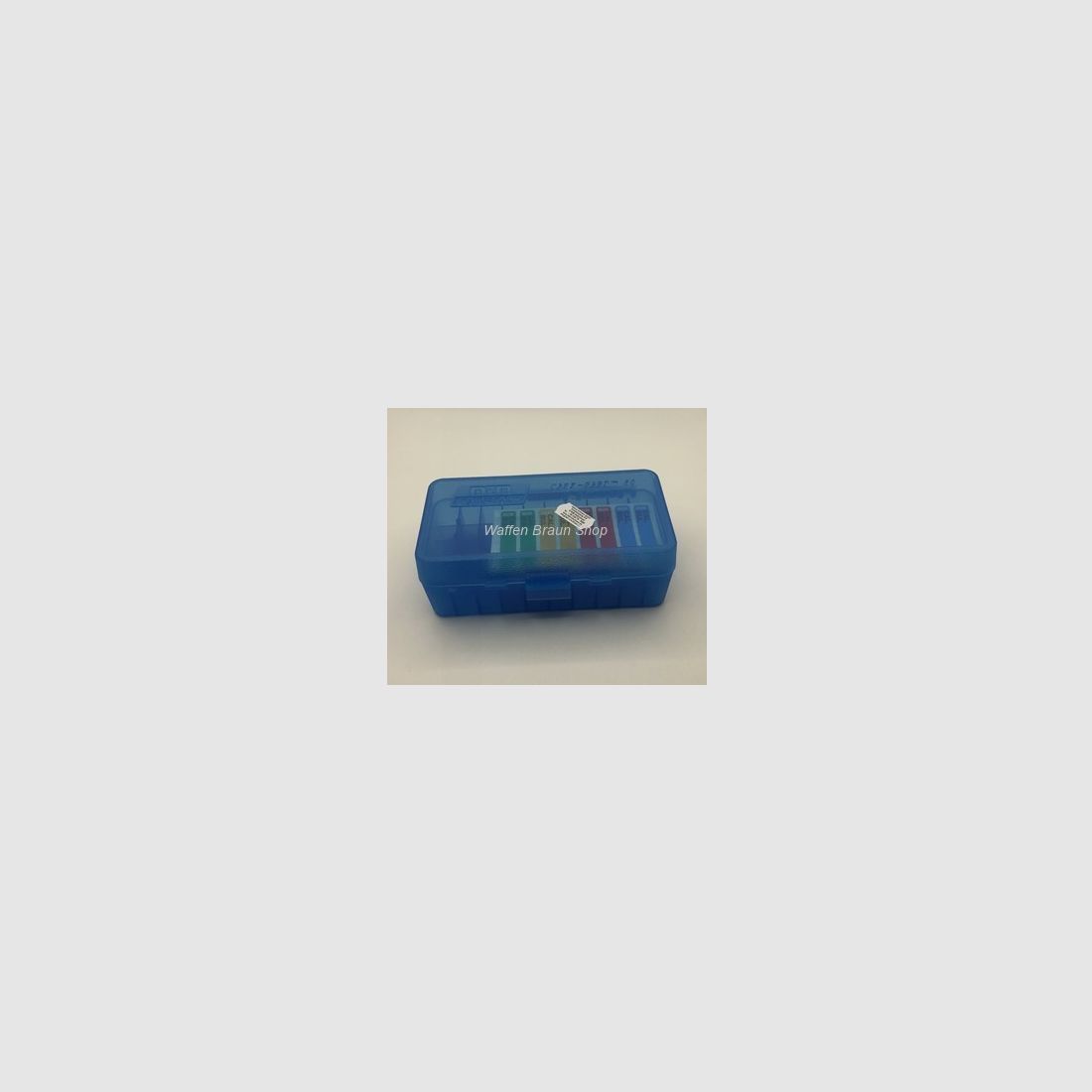 MTM Munitionsbox mit Klappdeckel 50RDS .41/.44/.45 Transparent Blau