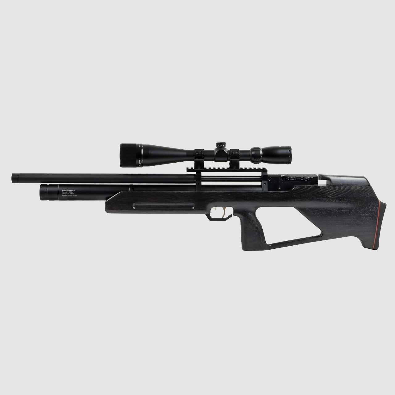 Bullpup Pressluftgewehr Zbroia Kozak mit integriertem SchalldĂ¤mpfer Holzschaft schwarz Kaliber 4,5 mm (P18)