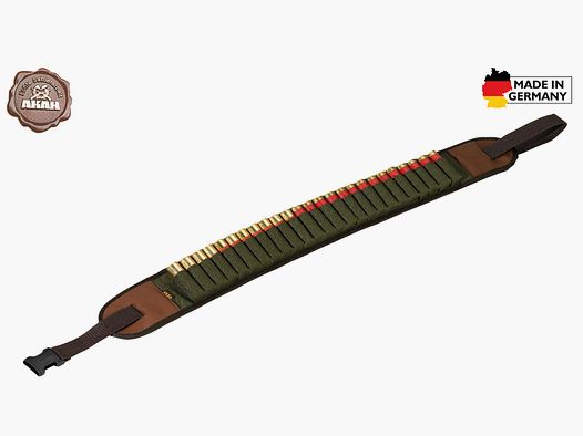 AKAH Patronengürtel Courdura mit Elch-Lederbesatz
