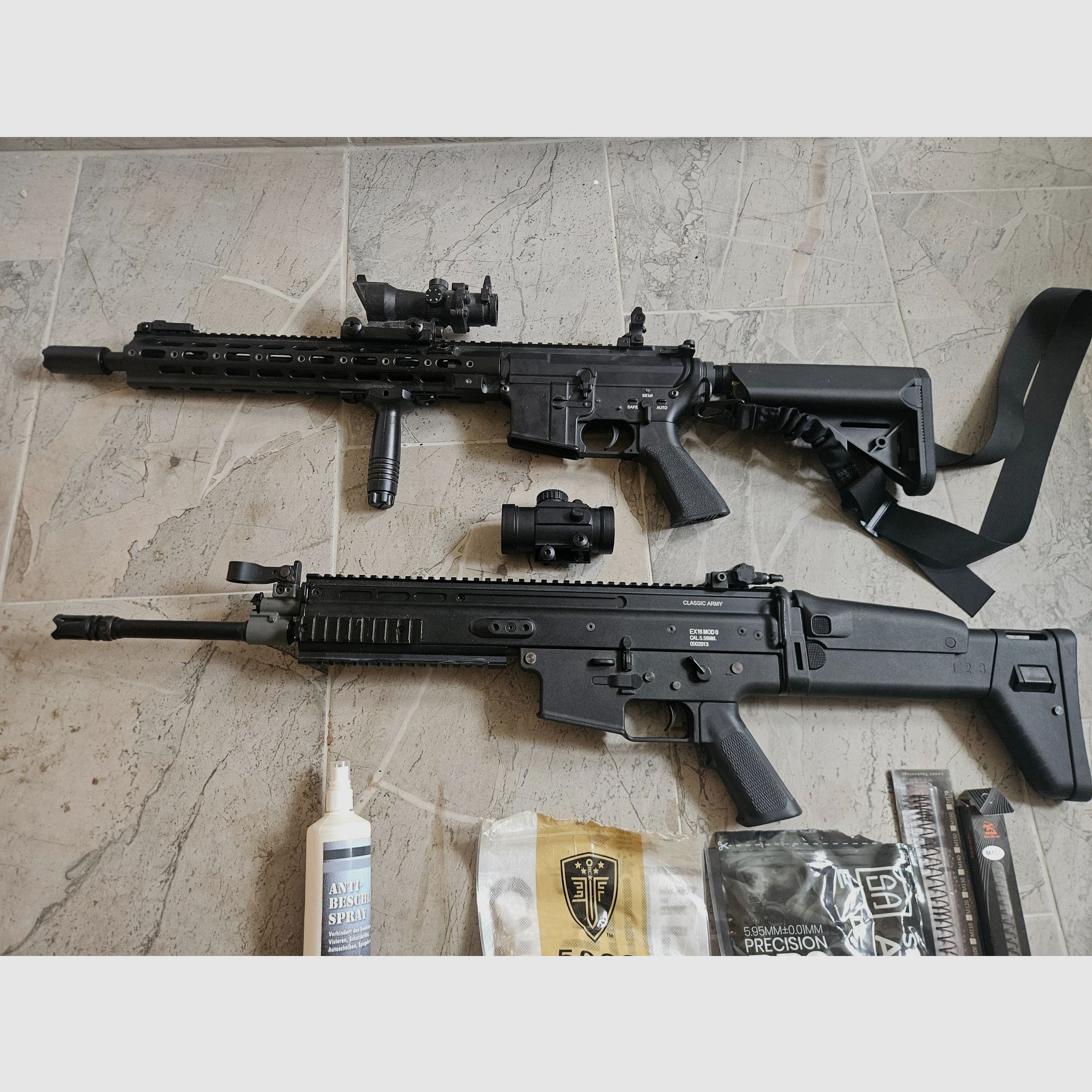 Großes Begadi S-AEG Starter-Set: MK16 (SCAR-L) & M4 M-LOK inkl. 10 Magazinen, Akkus & kompletter Flecktarn-Ausrüstung, Bild 9 von 15