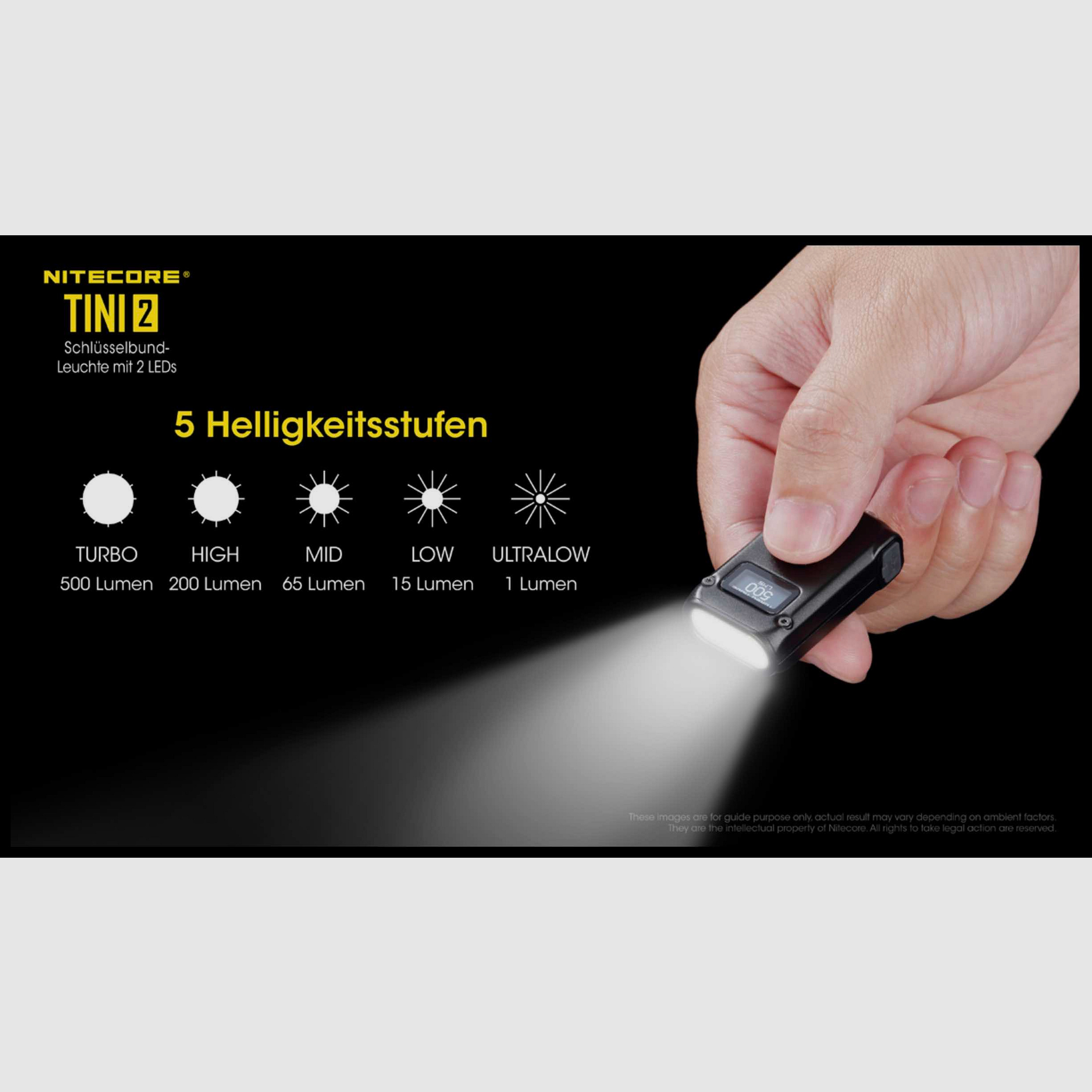 Nitecore TINI2 schwarz LED Taschenlampe 500 Lumen