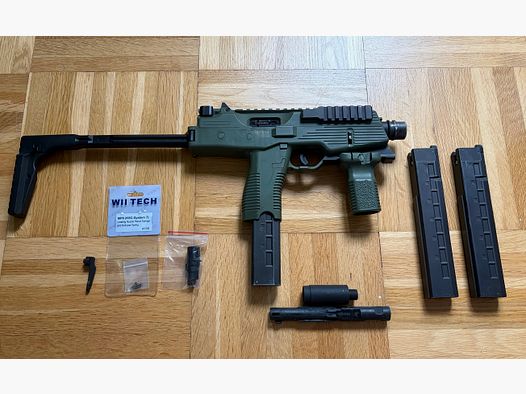 B&T MP9 A3 GBB von KWA – mit 3 Magazinen & Explosionszeichnung – guter Zustand