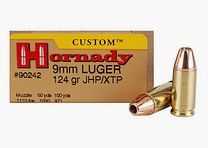 Hornady Custom 9mm Luger 124GR XTP 25 cartridges