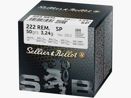 SELLIER & BELLOT .222REM - 50GRS. - SP/TM - 100 PATRONEN
