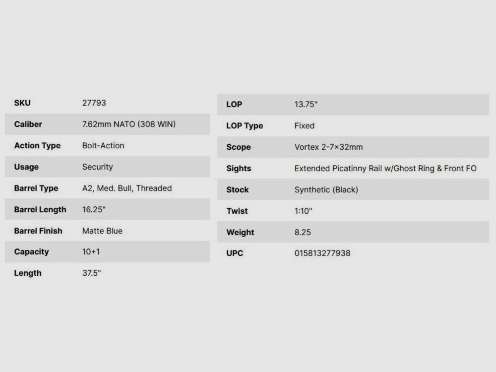 Mossberg MVP Scout 16.25" (25 inches) Combo .308Win