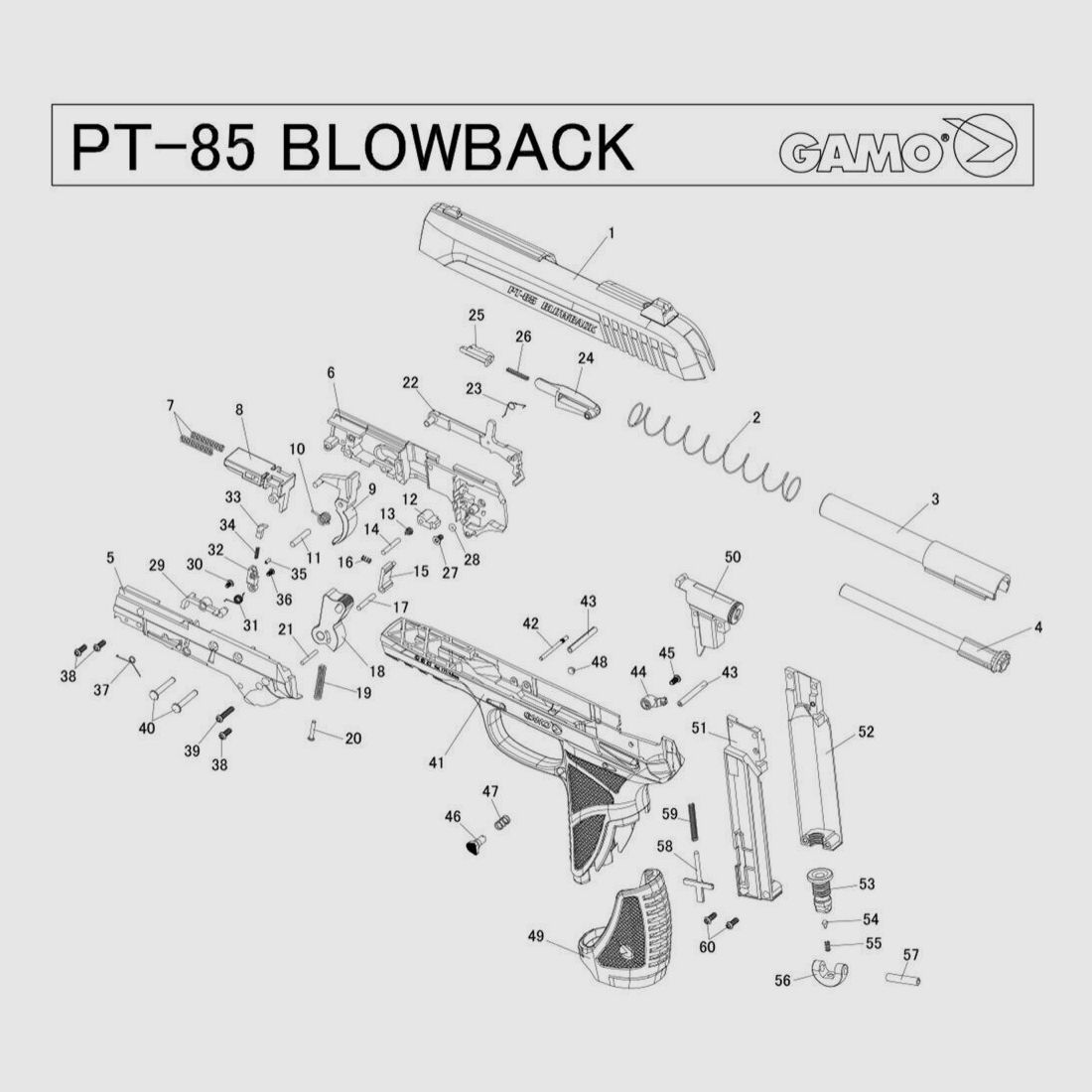Ersatzteile Pistole Gamo PT-85 Blowback – Spring PT85-P25
