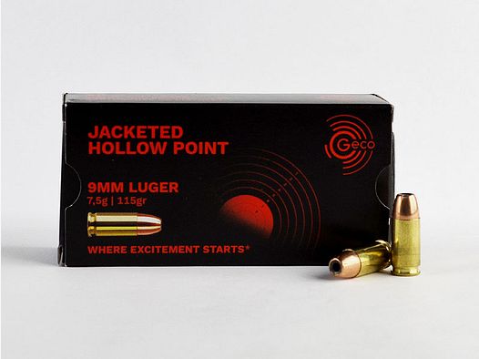 GECO 9 mm Luger, Hohlspitz 115 grs 1 Packung (50 Schuss á 0,438 €*)