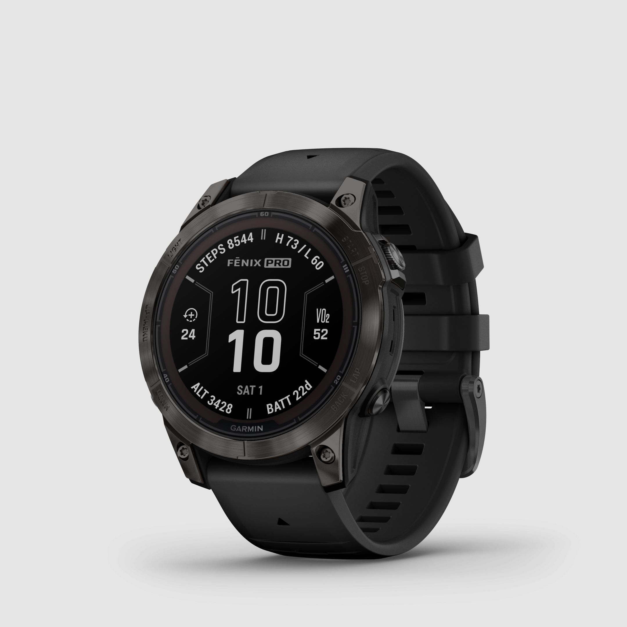 Garmin fēnix® 7 Pro – Sapphire Solar Edition, Negro/Gris Carbón Titanio DLC con correa de silicona QuickFit® de 22 mm