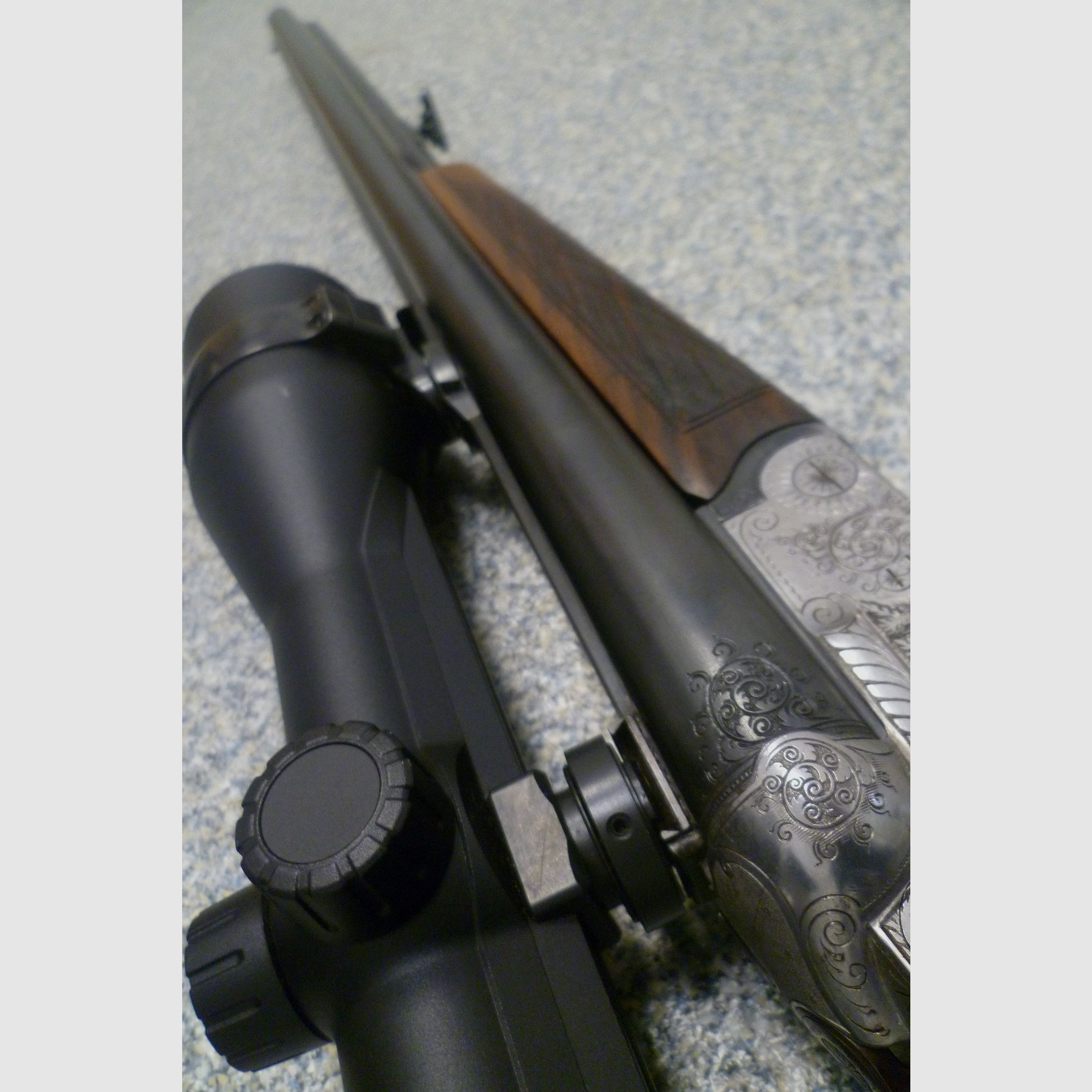 Seitenschloss-Drilling F.W. Heym 16/70 & 7x57R