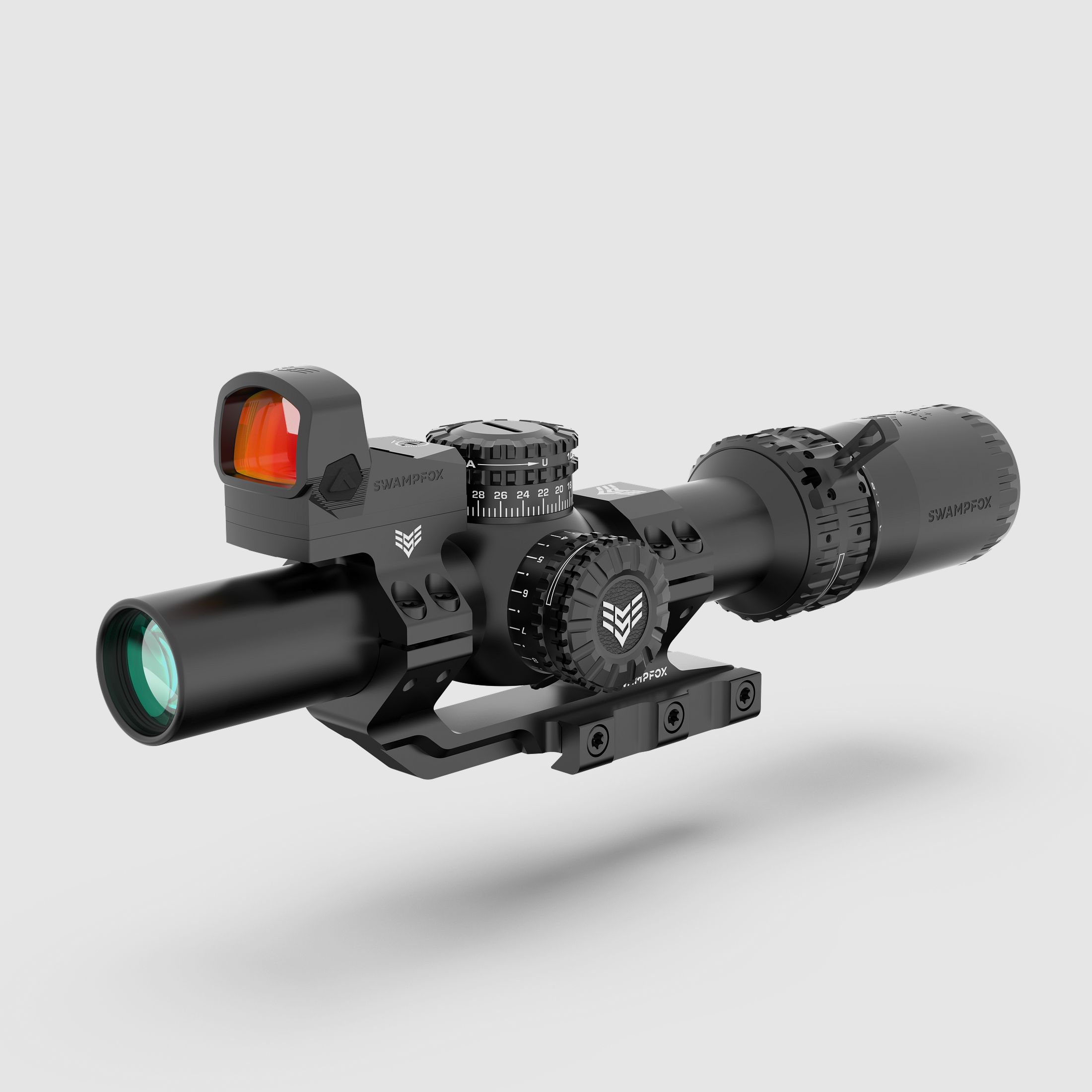 Swampfox American Warrior 250 Bundle – Arrowhead 1-10x24 LPVO Czerwony Guerrilla Punkt MIL+ Liberty II 3 MOA Czerwony + Freedom Mount Pro