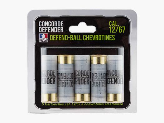 5 cartouches Defend-Ball cal. 12/67 chevrotines Elastomere - 5 cartouches Defend-Ball cal. 12/67 - Chevrotines