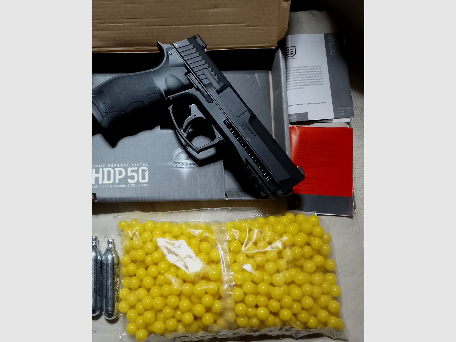 HDP50 Markierer Gen1 T4E Cal .50 Set Kit Paintballs gelb CO2 neuwertig