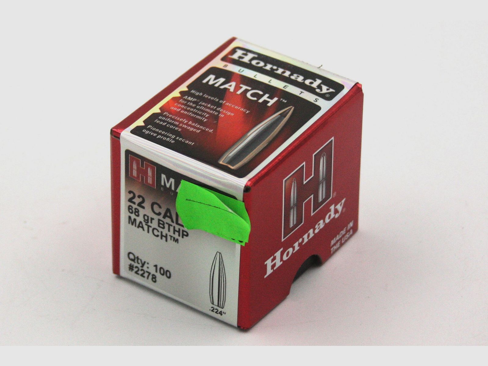 Proiettili per fucile, Hornady .224 HP-BT, 68gr, 100 pz, .223 Rem.