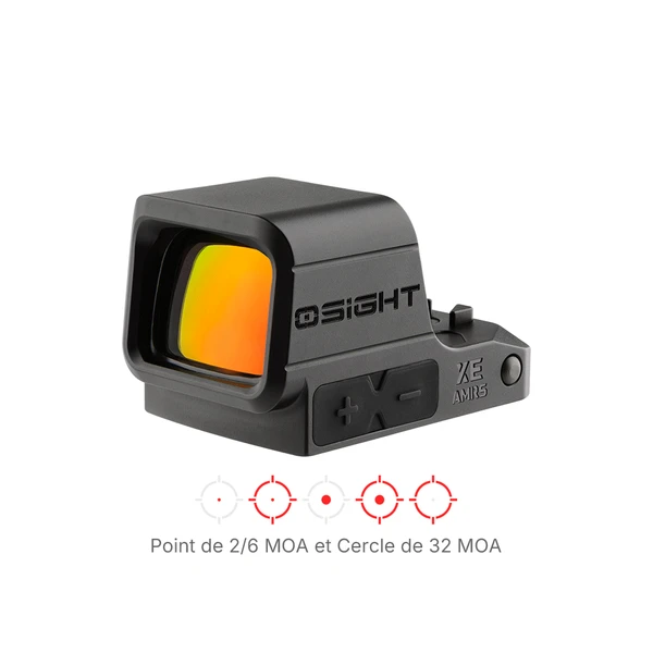 Osight XE AMRS | Rotpunktvisier geschlossen RMR-Abdruck 2/6+32 MOA Multi-Retikel CR1632