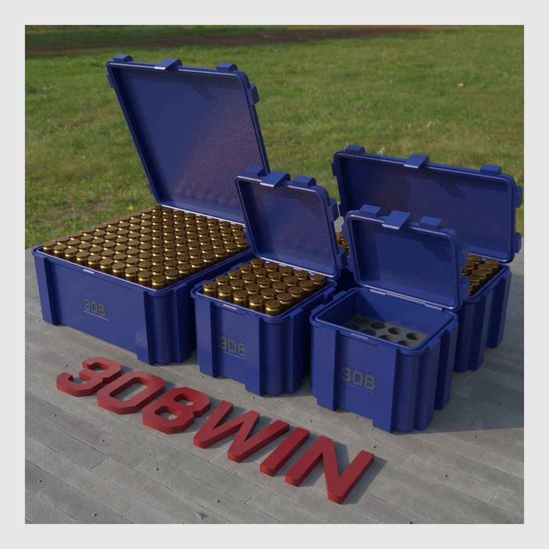 Boîte à munitions Filamelt / .308 Winchester / 'couvercle rabattable' / boîte de cartouches, boîte à munitions