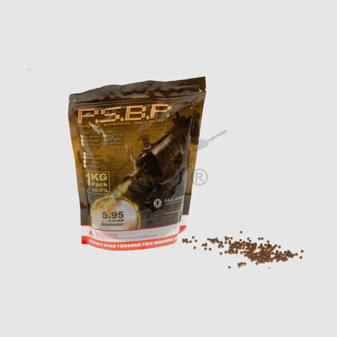 Perfect Airsoft BB`s 0.25g (4.000 Stück) diameter 5,95mm - Braun