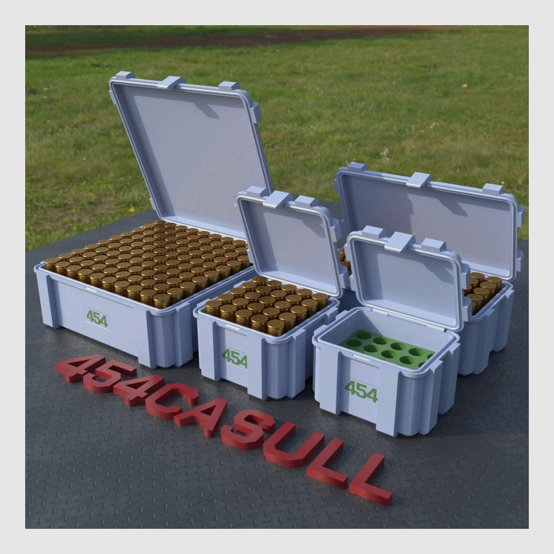 Filamelt scatola per munizioni / .454 Casull / 'coperchio a ribalta' / scatola per cartucce, scatola per munizioni