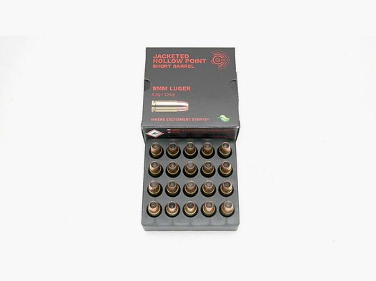 Geco 124gr. 8 grams hollow point short barrel self-defense finishing shot 9x19mm 9 Para
