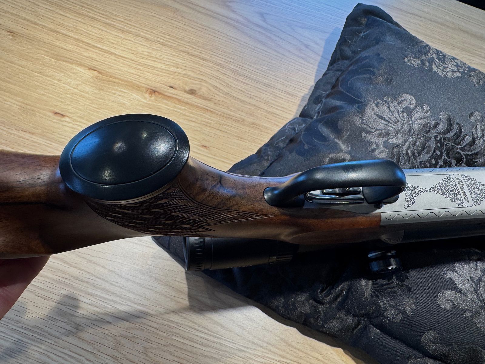 Blaser D99 dubbelbuksdrilling 9,3x74 / 9,3x74 / 20/76 met 2 x ZF Zeiss voor het zitten en drijfjacht, BESTE STAAT