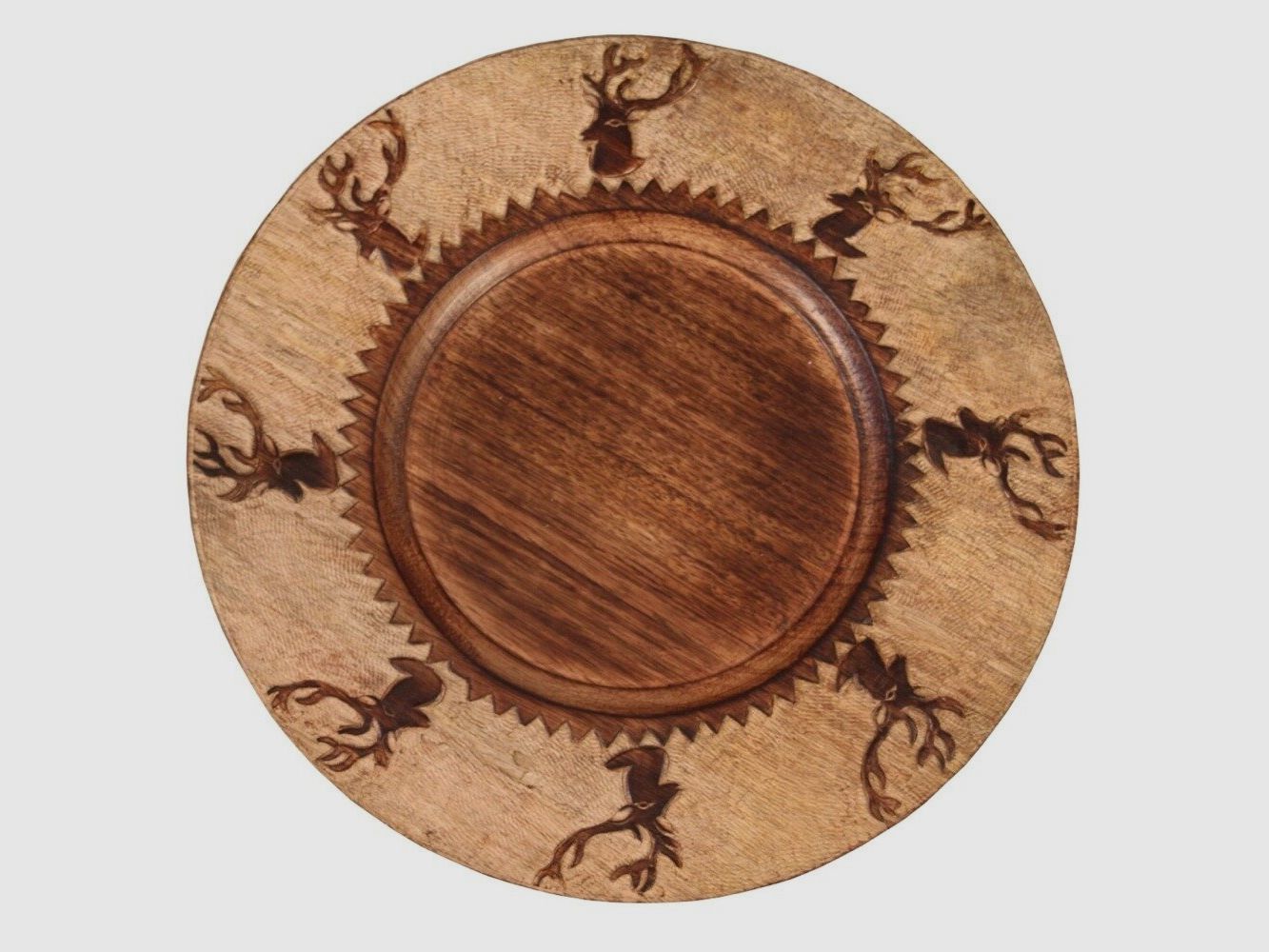 Plato de pared Lovergreen arte de la mesa motivo cabeza de ciervo madera