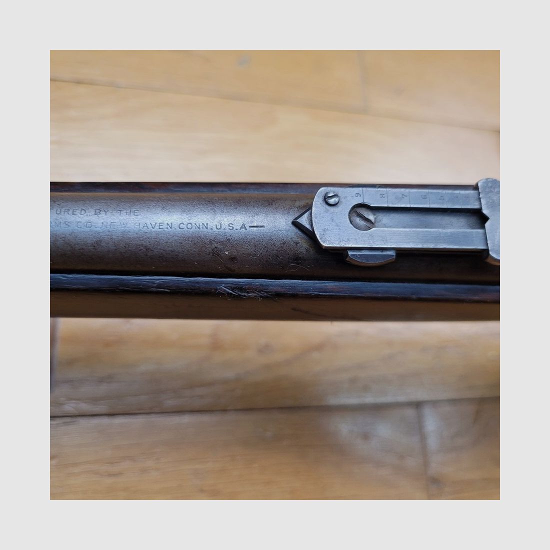 Schöne Winchester 1892 Büchse – Kaliber 32WCF / 32-20 – Konfiguration Sitzbüchse – Herstellung New Haven 1903 – Schöne Markierungen auf dem Lauf – Höhenverstellung – BE+/TBE, Bild 23 von 33