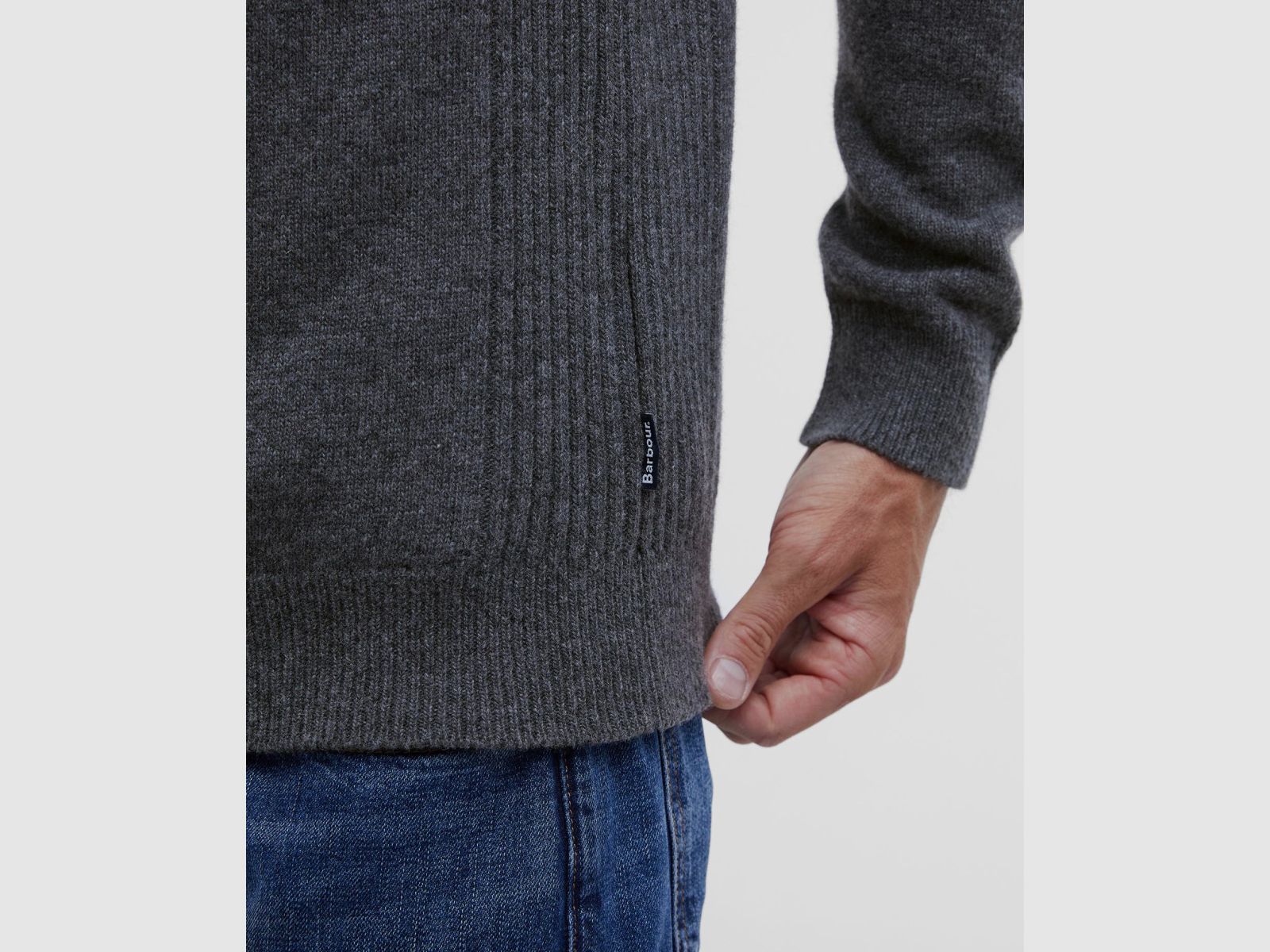 BARBOUR Holden Half Zip Sweater Mid Grey Marl