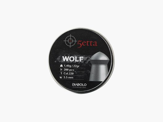 5etta proiettili per carabina ad aria Wolf 5,5mm 1,40g / 22gr 200pz