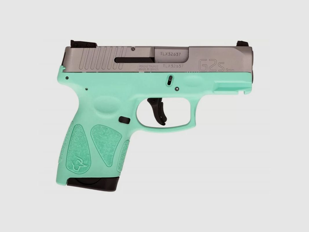 Taurus G2S pistol, matte stainless steel/cyan, 9mm Luger, compact, 7 rounds