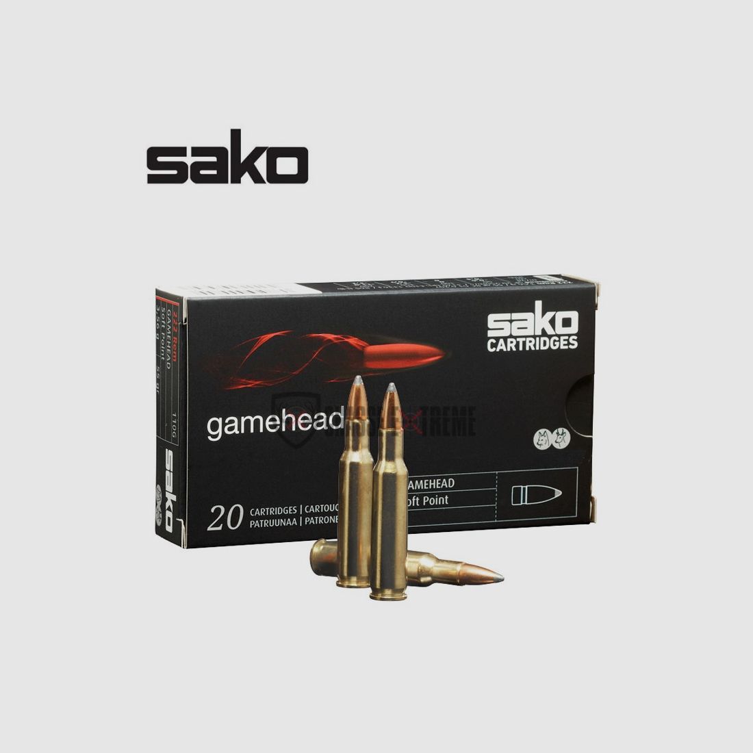 20 Patronen SAKO Gamehead Sp 22-250 Rem 50 Gr