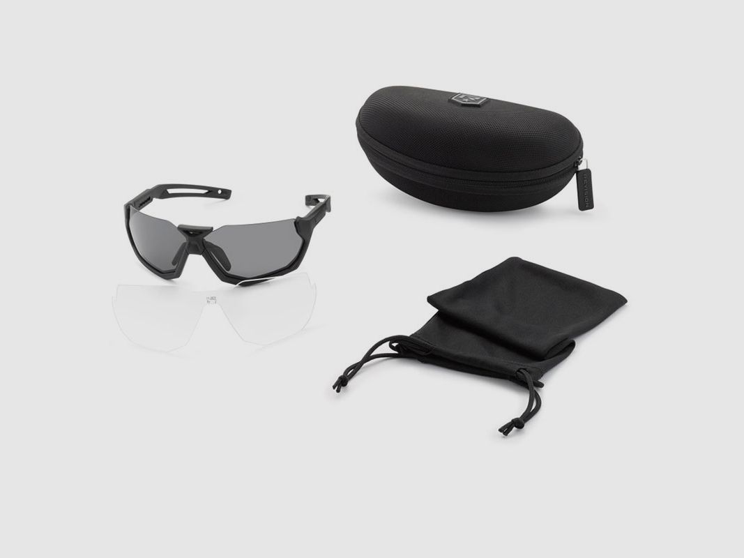 REVISION – MILITARY OCCHIALI DA TIRO MODELLO SLINGSHOT COLORE NERO CON DUE LENTI (CLEAR, SMOKE)