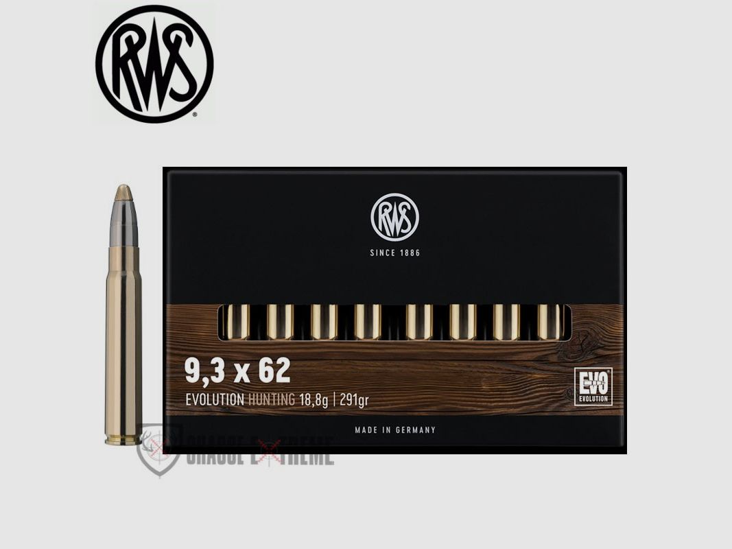 20 Munitions RWS cal 9.3X62 291gr Evolution