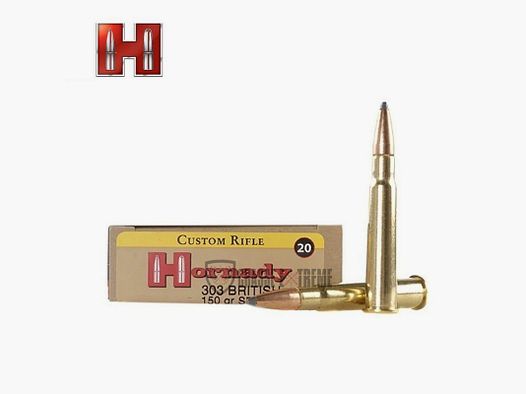 20 Munitions HORNADY Custom 303 British 150 Gr Interlock Sp