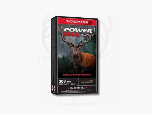 20 balles POWER MAX BONDED Cal.308 WIN 180Grs WINCHESTER