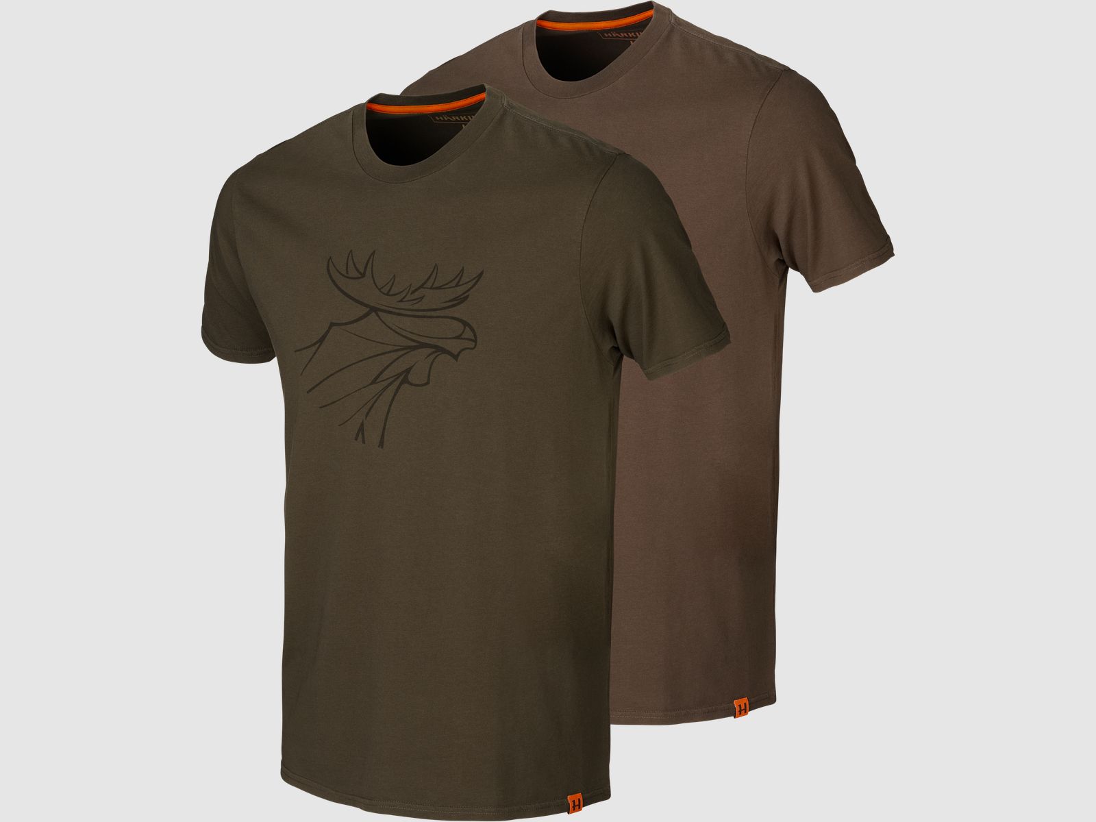 Härkila Graphic T-Shirt 2-Pack Willow Green/ Slate Brown