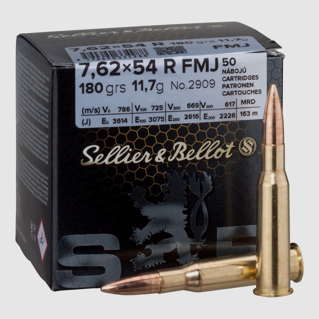 Sellier & Bellot FMJ 180grs. 7.62x54R, image 2 of 2