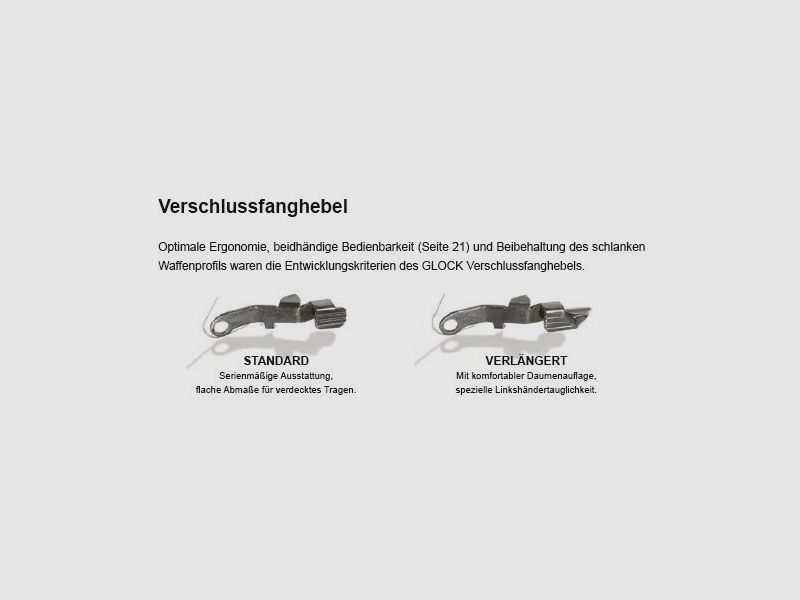 Glock Gmbh Pistolen Verschlussfanghebel Lang für Glock 17