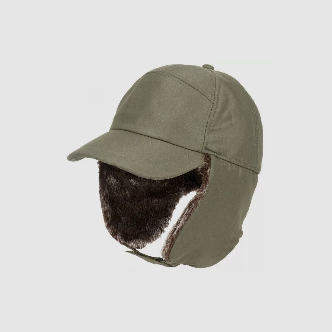 Winter Cap "Trapper" mit Kunstfell, Oliv
