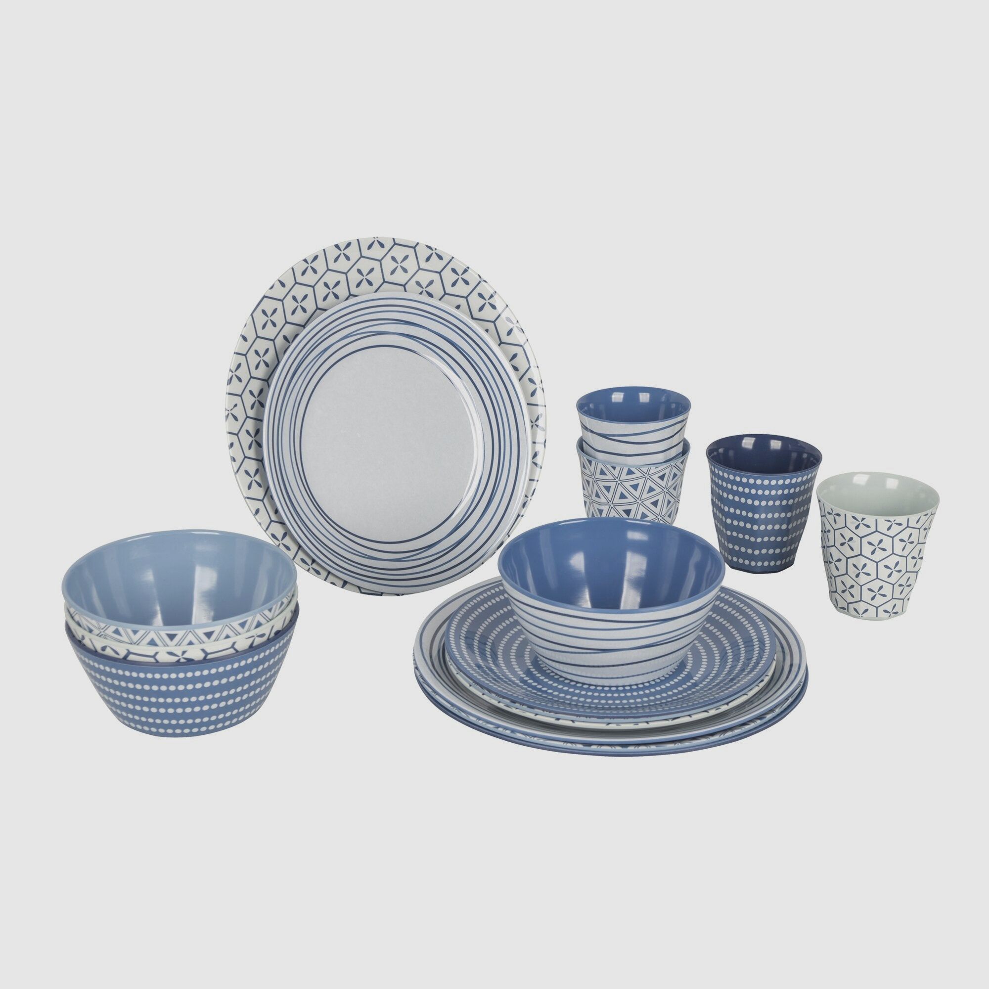 Dinnerware Set Mix & Match, 16-piece, blue/white, image 2 of 24