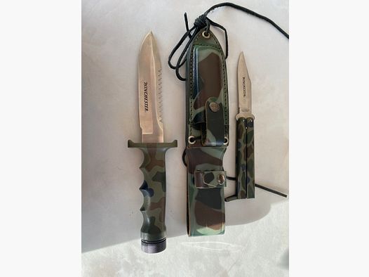 Set de couteaux de survie Winchester – Couteaux de plein air + couteau pliant – Couleurs camouflage – Complet avec étui