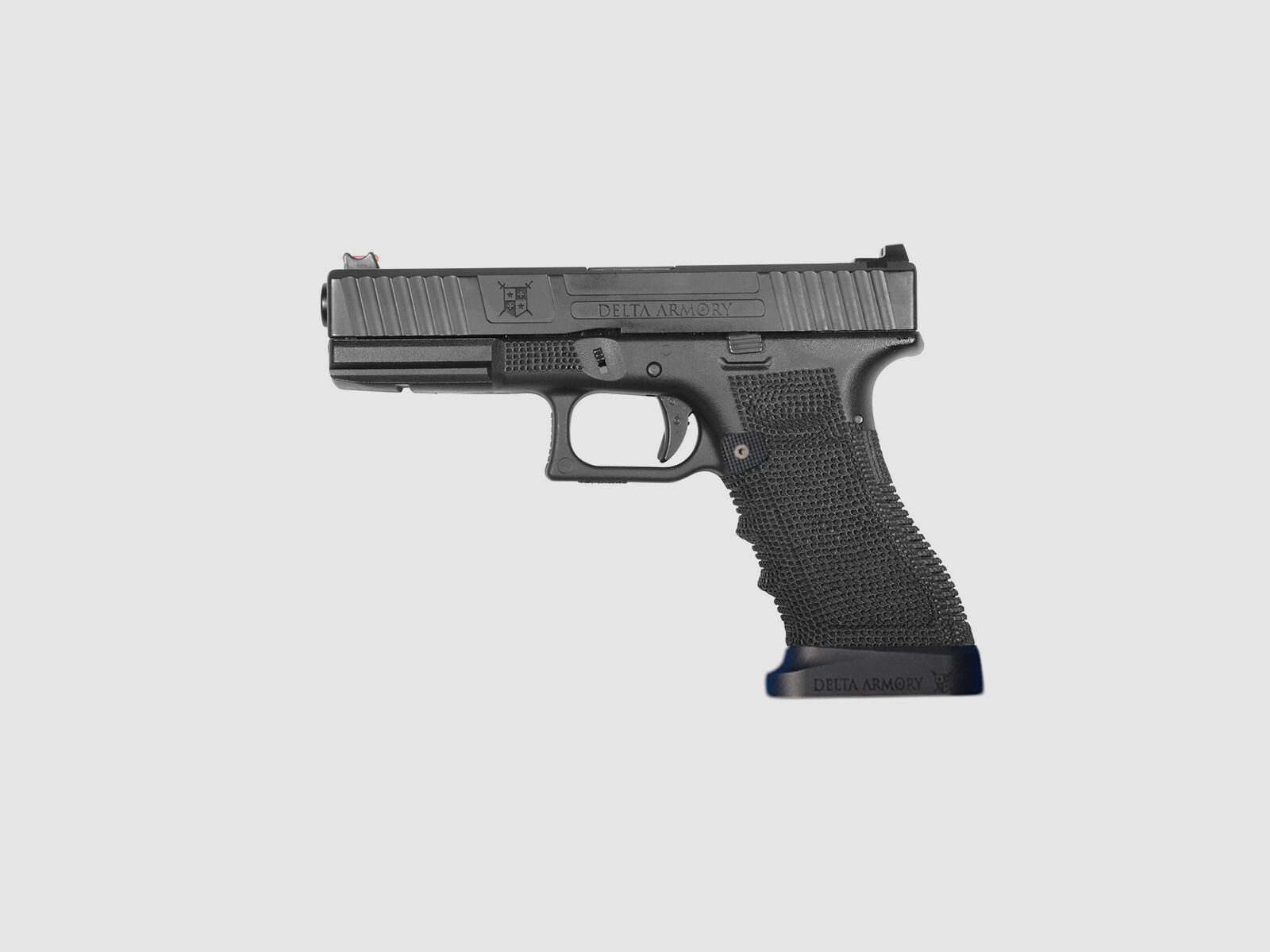 P04 GBB Airsoft Pistol with Grip Stippling in Black | Delta Armory