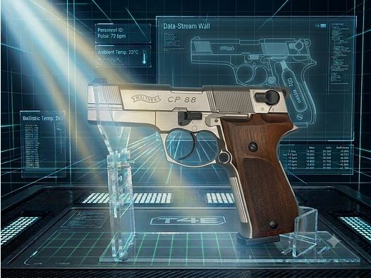 Walther CP88 4 cale 4,5 mm Diabolo Nikiel (P18) pistolet Co2 z drewną rękojeścią