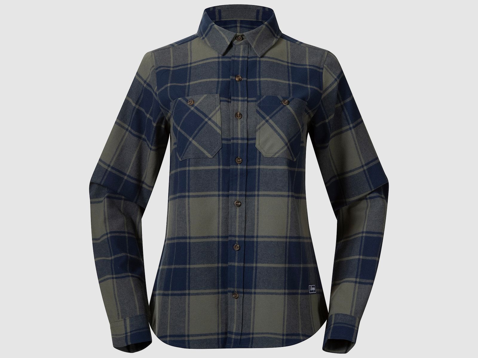 Bergans Nordmarka Flanellhemd Damen Green Mud/Navy Blue Check S