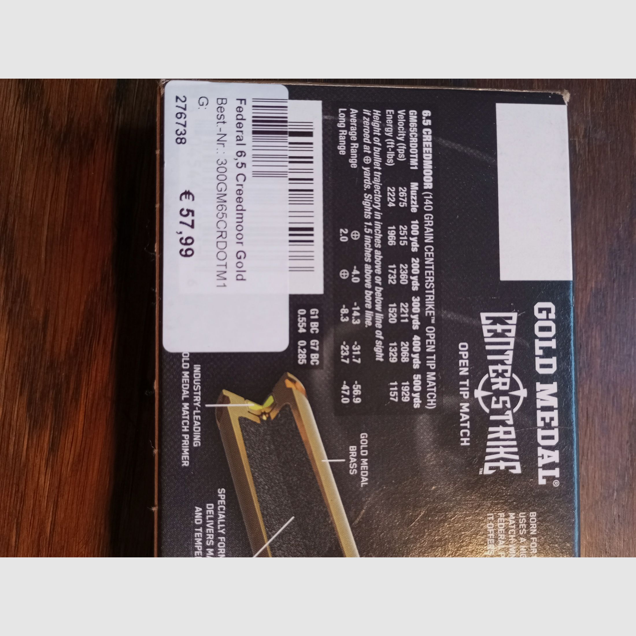 Brass 6.5 Creedmoor FEDERAL Gold Match