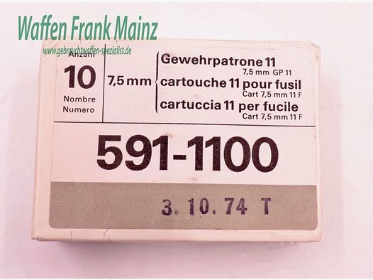 Waffen-&Munitionswerke Thun CH Vollmantel 7,5x55 Swiss