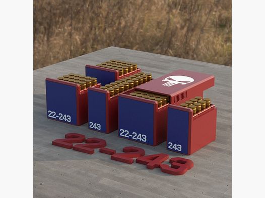 Filamelt Munitionsbox / Ammo Box .22-243 Winchester – Patronenbox für 50 Schuss, Made in Germany