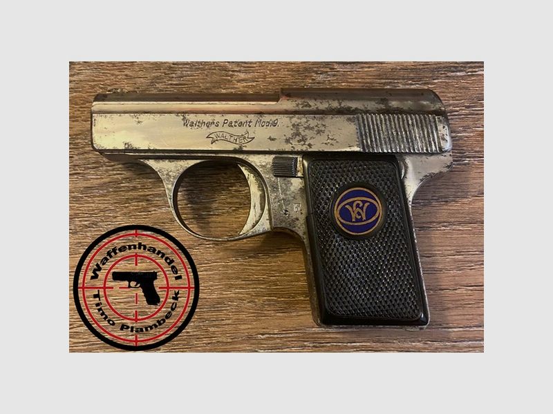 Sammlerwaffe: Waffenfabrik Walther Zella-Mehlis Mod. 9 vernickelt im Kaliber 6,35mm(Bullet)