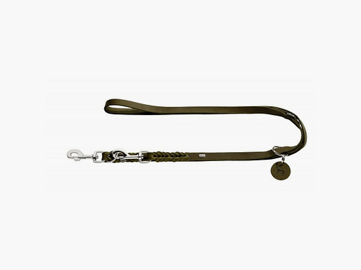 Hunter Laisse réglable Solid Education en cuir pleine fleur / vert olive – Largeur / Longueur : Largeur : 18mm / Longueur : 250cm
